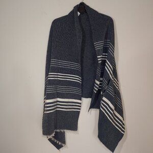 J. Crew Oversized Stripe Poncho Wrap Scarf Gray OS